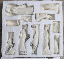 White Resin Nativity Scene Figurine Set