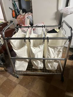 Rolling 3-Bag Steel Laundry Sorter 