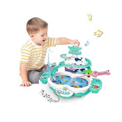 Maycoly 3in1 Fishing Game Toys for Kids with 34PCS Accessories Including Fishing Rod, Small Fish, Track, etc., STEM Toys with Music and Stories for Pr