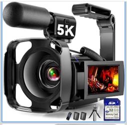 5K Video Camera Camcorder, 64MP Video Cameras for Filming with 3" 270° Rotatable Touch Screen, 16X Zoom Digital Camera with IR Night Vision, WiFi & We