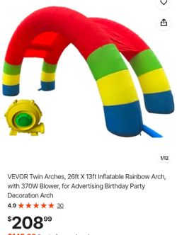VEVOR Inflatable Rainbow Twin Arch with Blower