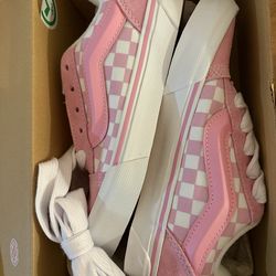 Vans kids pink checkerboard shoes
