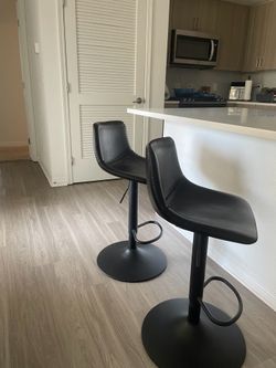 Adjustable Black Bar Stools (Set of 2)