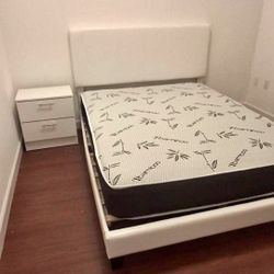 White Cream Bed And 9" Mattress New Set With FREE Boxspring 