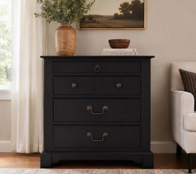 Solid Wood Black Dresser | 4 Drawers | Modern Farmhouse