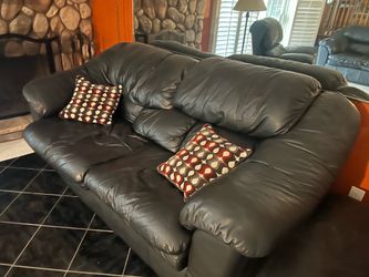 Leather sofa, love seat and chair