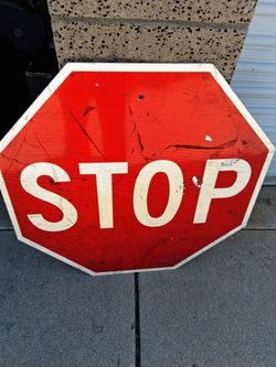 Vintage 30" Retired Metal Stop Road Sign