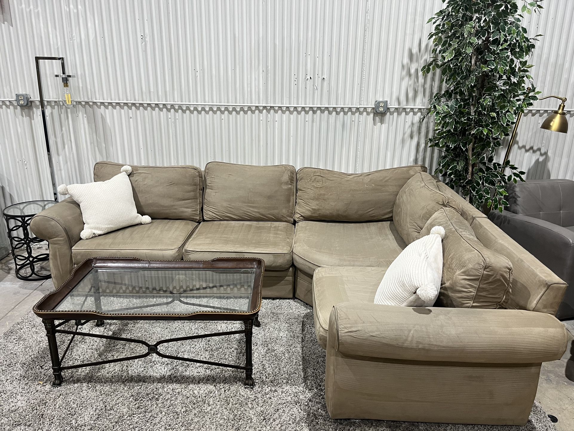 Pottery Barn Sectional Sofa Couch - L Shape - 3pcs - Beige - Cleaned - Comfy - Delivery Available