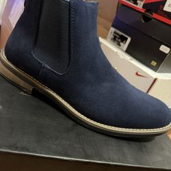 Bruno Marc men's suede Chelsea ankle boots in navy blue 9.5 (new) (Read ad before messaging)
