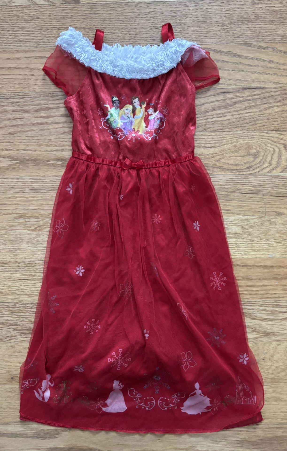Girl’s Disney Princess Red Holiday Tulle Nightgown - 6/6X