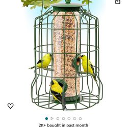 Gray Bunny Wild Bird Feeders Squirrel Proof for Outside Hanging, 1.25 lb Capacity Steel Bird Feeder Squirrel Proof for Small Birds, Chew Proof and Rus