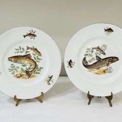 Vintage Pall Mall Ware England Porcelain Bone China Decorative Fish Plate ~ Set of 2