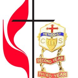 Vintage 1940s Methodist C.S. Service Award Pin Second & Third Year, 1.5x0.5”