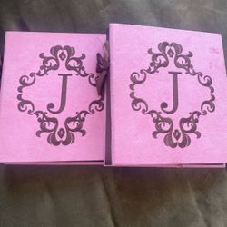Monogram J Pink Photo Albums Set of 2