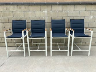Style Selections Waterline Set of 4 Stationary Chair w/Blue Sling Seat *See Photo*
