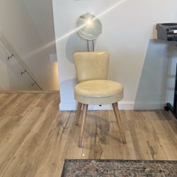 Vintage Mid Century Vanity Chair With Attached Mirror 