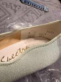 Spectra  Pearl- Embellished Light Sage Satin  Womans Heels