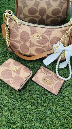 Coach 3 pc set Shoulder Bag with Wallet Set