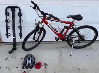 Motiv Vortex Full Suspension Mountain Bike + Hollywood 4-Bike Hitch Rack & Accessories
