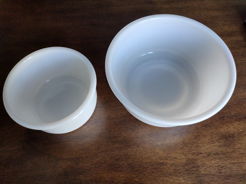 Vintage White Milk Glass Set of Two Bowls