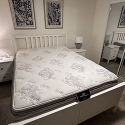 Hemnes Queen Bed Frame W/ Mattress And Box Spring