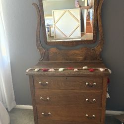 Antique Dresser / Armoire With Mirror