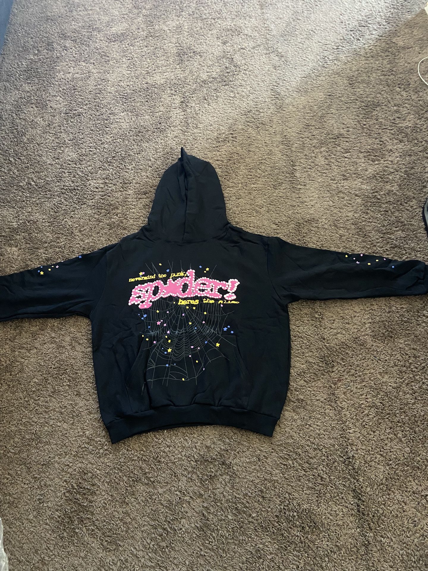Large black and pink sp5der hoodies