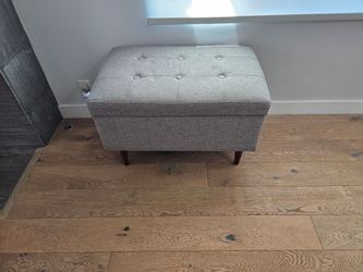 Gray Button-Tufted Storage Ottoman