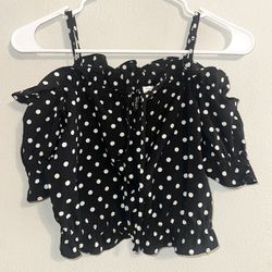 Black And White Polka Dot Crop Top 