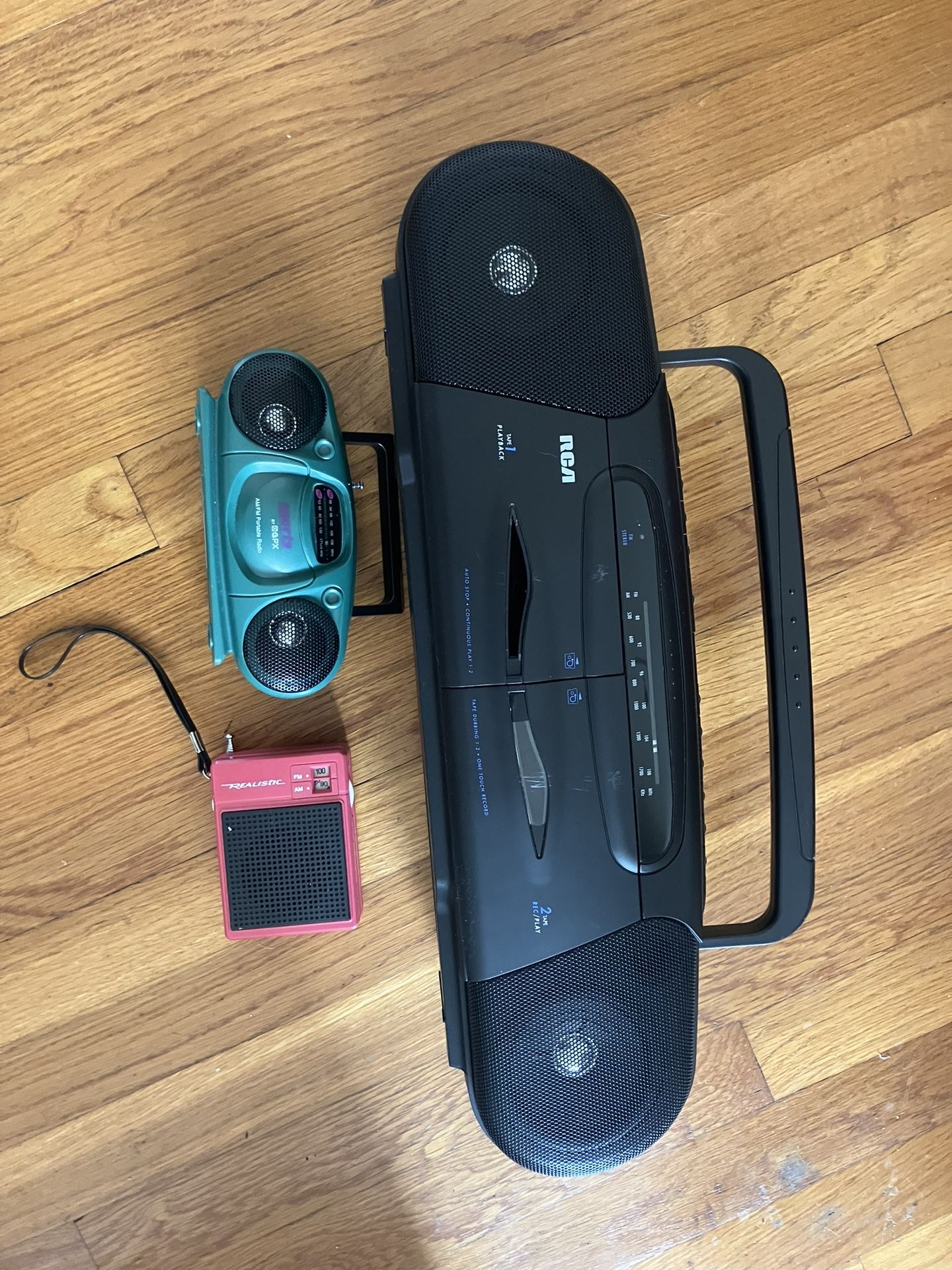 Vintage Boombox And 2 Portable Radio Sets RCA GPX RadioShack
