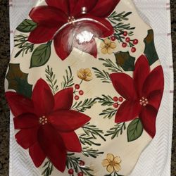 CHRISTMAS POINSETTA LARGE PLATTER
