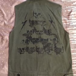 RUDE Brand 100% Cotton Punk Rocker Vest with Skulls - Medium
