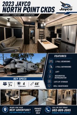 2023 Jayco North Point 390CKDS Luxury Fifth Wheel – 2 Bed / 2 Bath / Loft – Excellent Condition