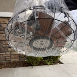 20 inch outdoor brown waterproof caged ceiling fan rope hook portable hanging ceiling fan will light