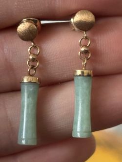 14k gold and jade earrings
