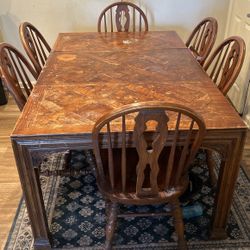 Wooden Table With Six Wooden Chairs