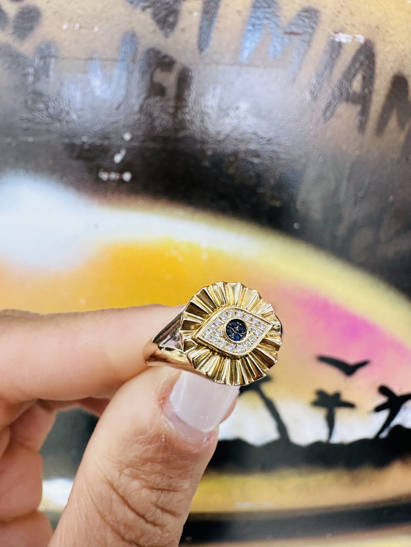 14k Diamond Eye Ring