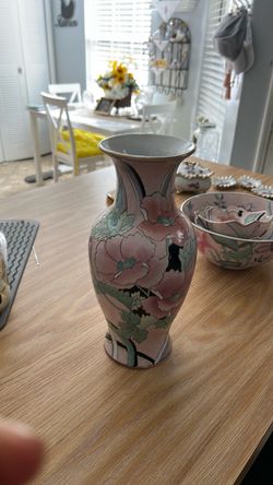 Pink Floral Ceramic Vase