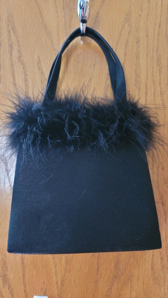 Black Feathery Evening Purse