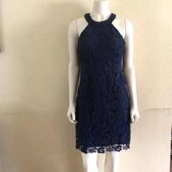 Berydress Navy Blue lace halter dress size L