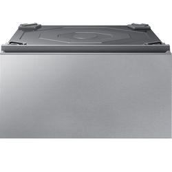SAMSUNG 27-Inch Bespoke Front Load Washer Dryer Pedestal Stand w/ Pull Out Laundry Storage Drawer, WE502NT, Silver Steel