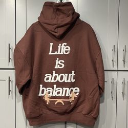 Leisure Life Is About Balance, Oversized Hoodie Brown XXL