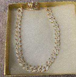 Cuban Style Necklace And Ring With Cubic Zirconia
