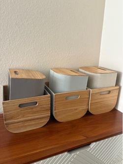 Natural Wood Storage Bins Organizers Target MCM Modern
