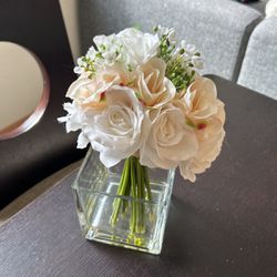 Faux Flowers In Vase w/Resin 