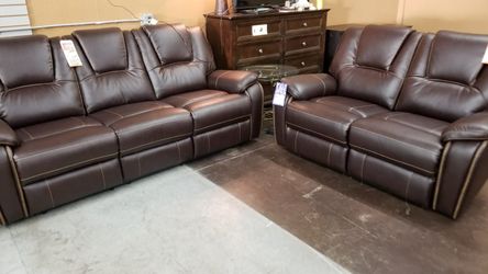 3 pc dark brown sofa love chair all power