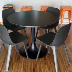 IKEA DOCKSTA Table (Black) + 4 ODGER Chairs – Like New – $500 Total