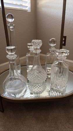 Vintage Crystal & Glass Decanters  (6)
