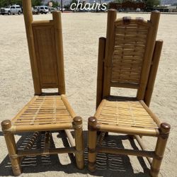 Two Solid & Uniquely Made Bamboo Chairs 