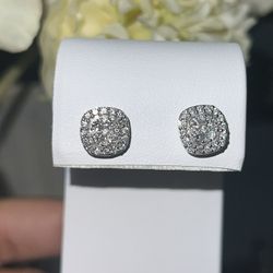 Square Diamond Cluster Earrings 